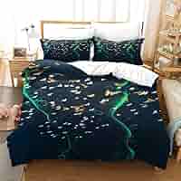 Amazon｜QZDUCN 掛け布団カバークイーン寝具セット3D グリーン